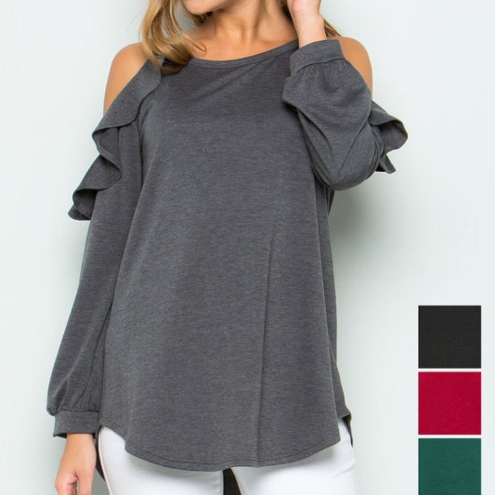 2 LEFT HP🎉Plus Size Cold Shoulder Top - Picture 2 of 5